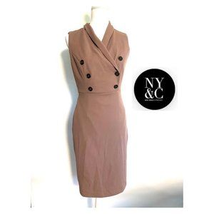 NEW NY & CO Double Breasted Sleeveless Dress MOCHA
